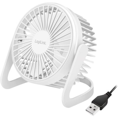 LogiLink USB-Schreibtischventilator 360° neigbar, 12,7 cm, sehr leise 30 dB, weiß