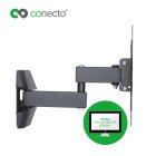 conecto CC50270 Wandhalterung für TV Geräte mit 58-107 cm (23-42 Zoll), neigbar: -10° bis 3°, schwenkbar: -90° bis 90°, Wandabstand: 56-300mm, Traglast: max. 20,0kg, VESA 200x200, schwarz, B-Ware wie NEU