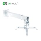 conecto CC50281 Deckenhalterung + Wandhalterung für Beamer, neigbar: -15° bis +15°, schwenkbar: -8° bis 8°, nicht drehbar, Deckenabstand: 430-650mm, Traglast: max. 20,0kg, universeller Montagebereich: 225-316 mm, weiß, B-Ware wie NEU