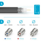 conecto® easyfit F-Stecker für Satanschluss Satkabel Koaxkabel mit Durchmesser 7,2mm bis 7,4mm 5 Stück