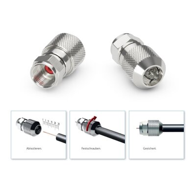 conecto® easyfit F-Stecker für Satanschluss Satkabel Koaxkabel mit Durchmesser 7,2mm bis 7,4mm 8 Stück