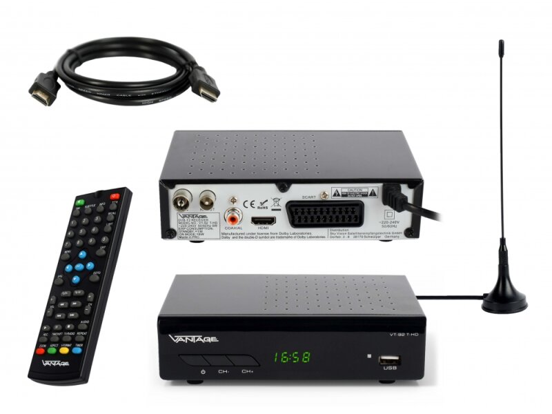 Vantage VT-92 DVB-T/T2 Reciever, empfang freien und HD SD DVB-T aller